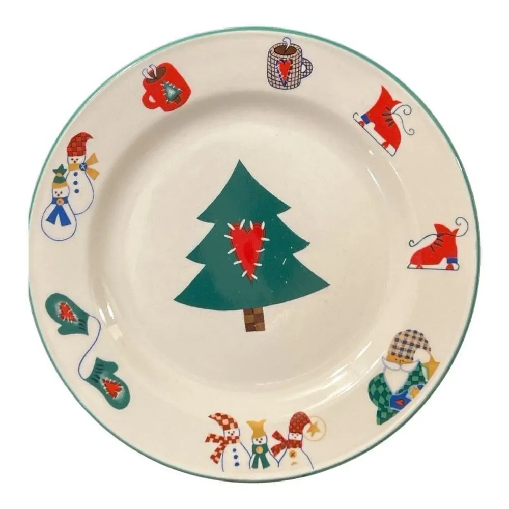 Welcome Winter Salad Plates Christmas Stoneware Farmhouse